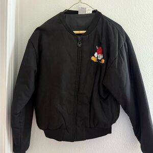 Black Bomber Jacket with Embroidered Design
